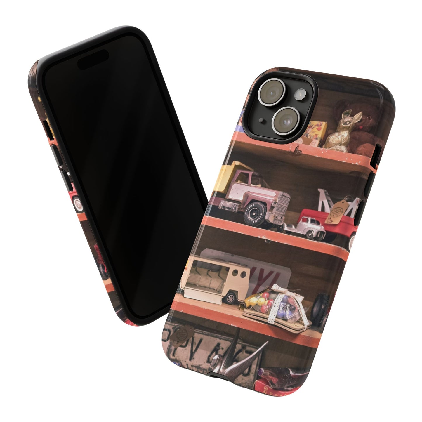 Vintage Toy Shelf Tough Phone Case, Nostalgic Collector Gift for iPhone, Samsung & Google Pixel