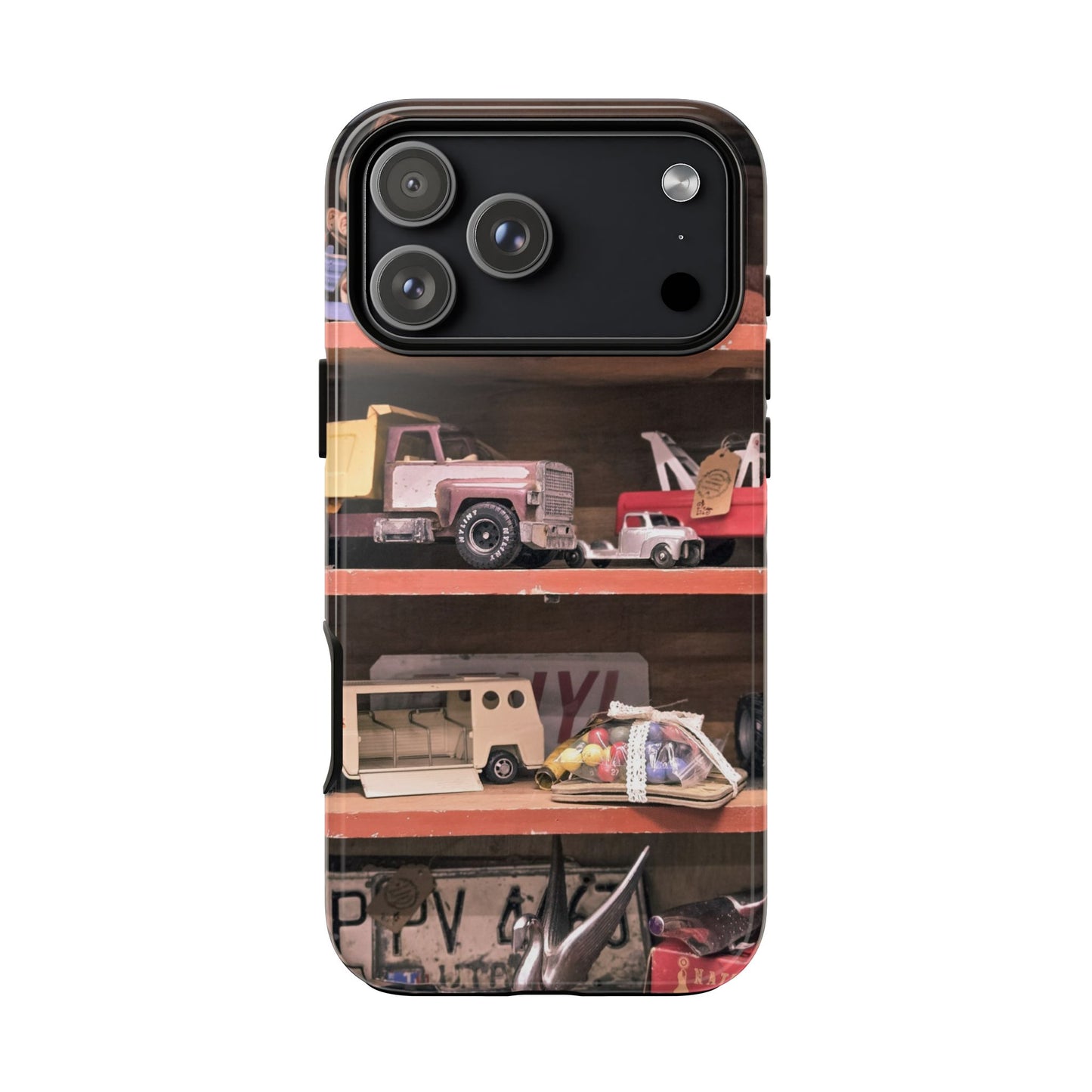 Vintage Toy Shelf Tough Phone Case, Nostalgic Collector Gift for iPhone, Samsung & Google Pixel