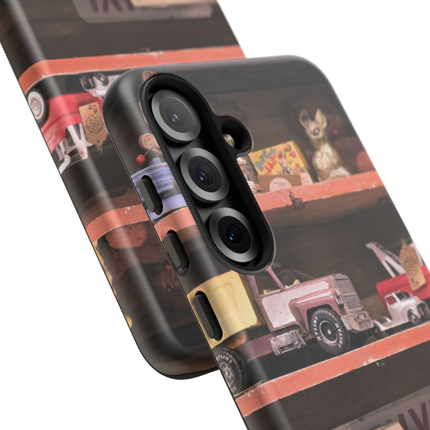 Vintage Toy Shelf Tough Phone Case, Nostalgic Collector Gift for iPhone, Samsung & Google Pixel