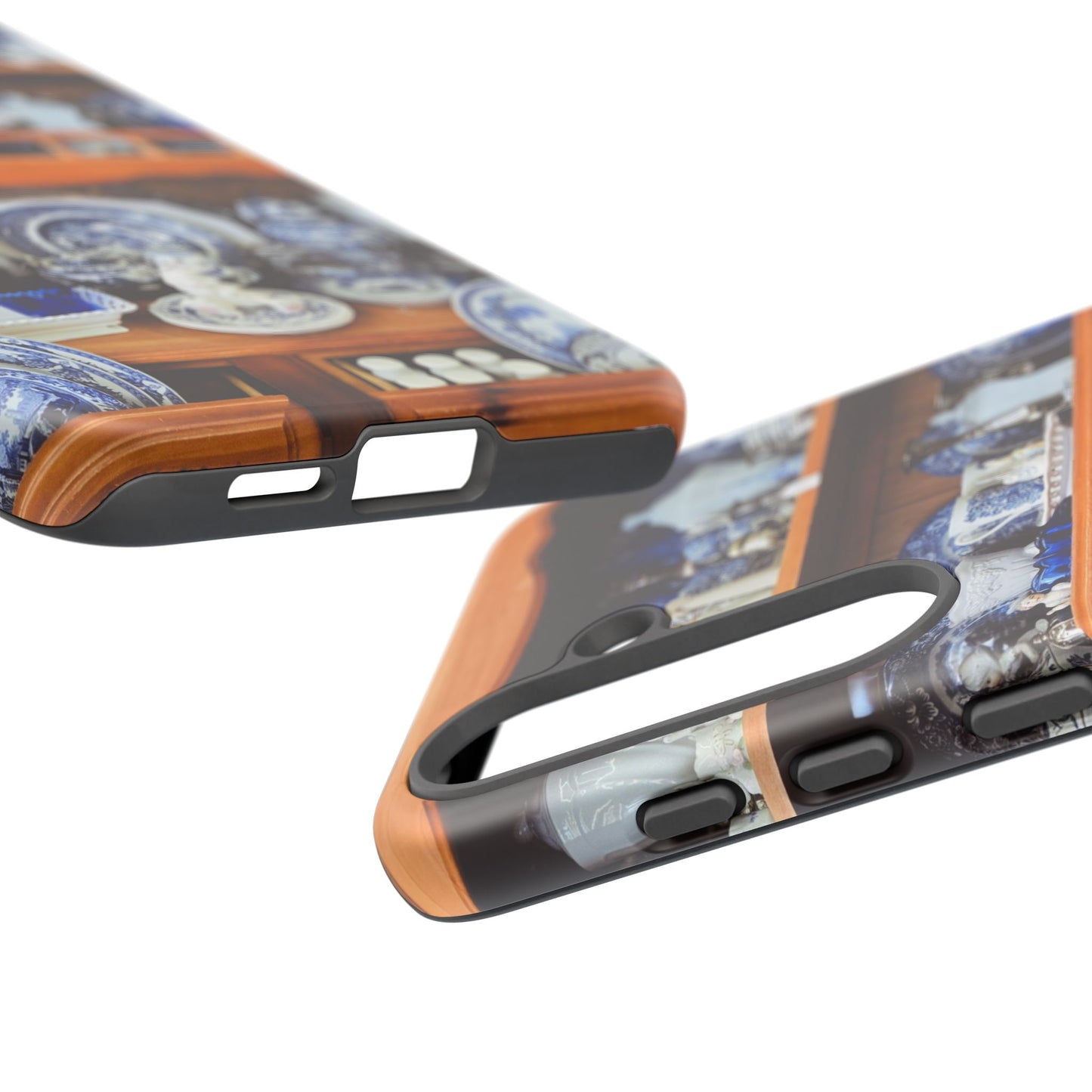 Blue & White China Tough Phone Case, Vintage Curio Shelf iPhone Samsung Google Pixel Cover
