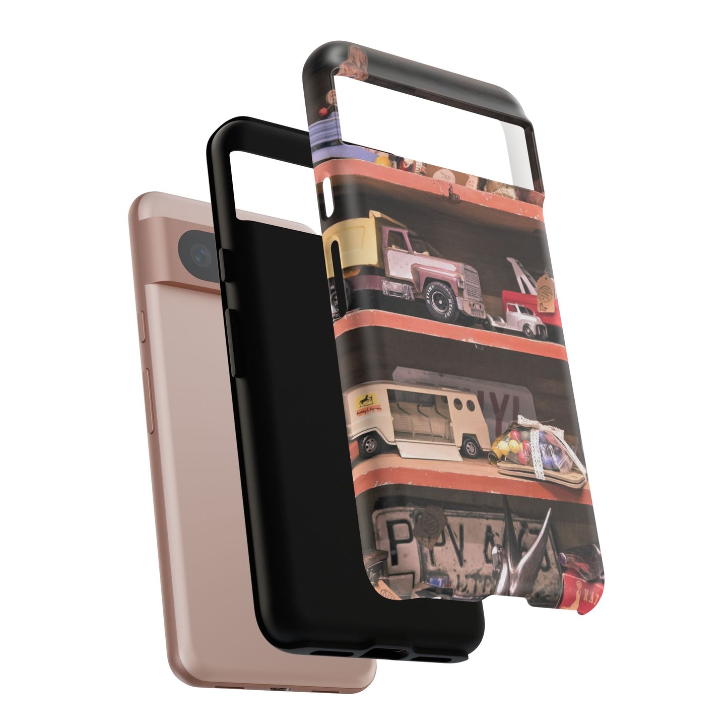 Vintage Toy Shelf Tough Phone Case, Nostalgic Collector Gift for iPhone, Samsung & Google Pixel