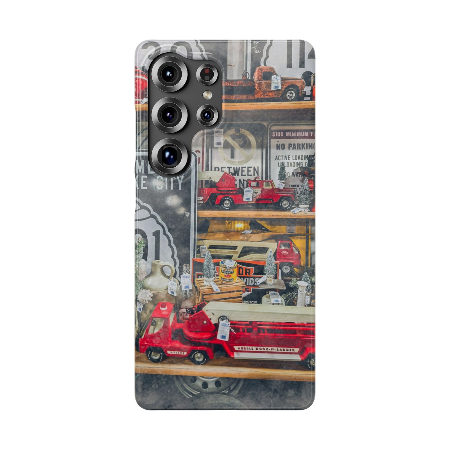 Vintage Toy Fire Truck Snap Case | Retro Truck Phone Case, Road Sign Collage