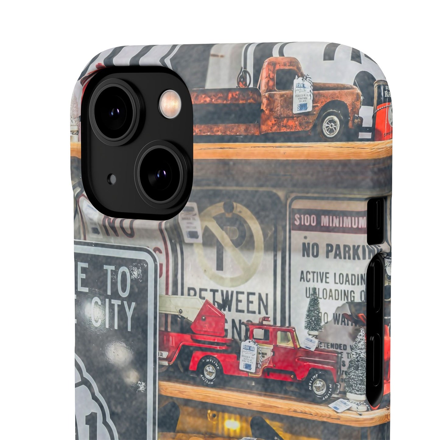 Vintage Toy Fire Truck Snap Case | Retro Truck Phone Case, Road Sign Collage