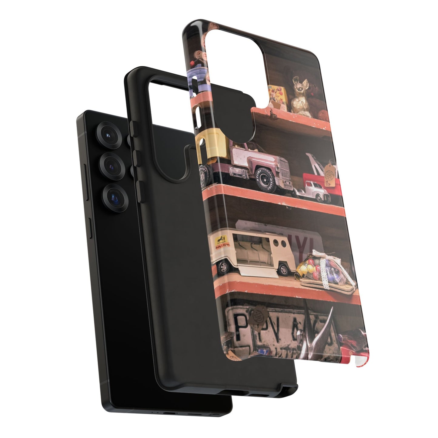 Vintage Toy Shelf Tough Phone Case, Nostalgic Collector Gift for iPhone, Samsung & Google Pixel