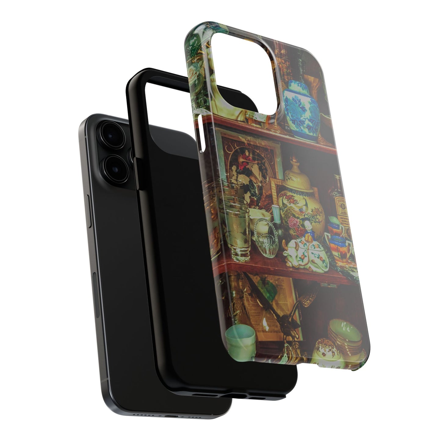 Vintage Curio Cabinet Tough Phone Case, Antique Shelf iPhone & Samsung Cover, Gift for Vintage Decor Lovers