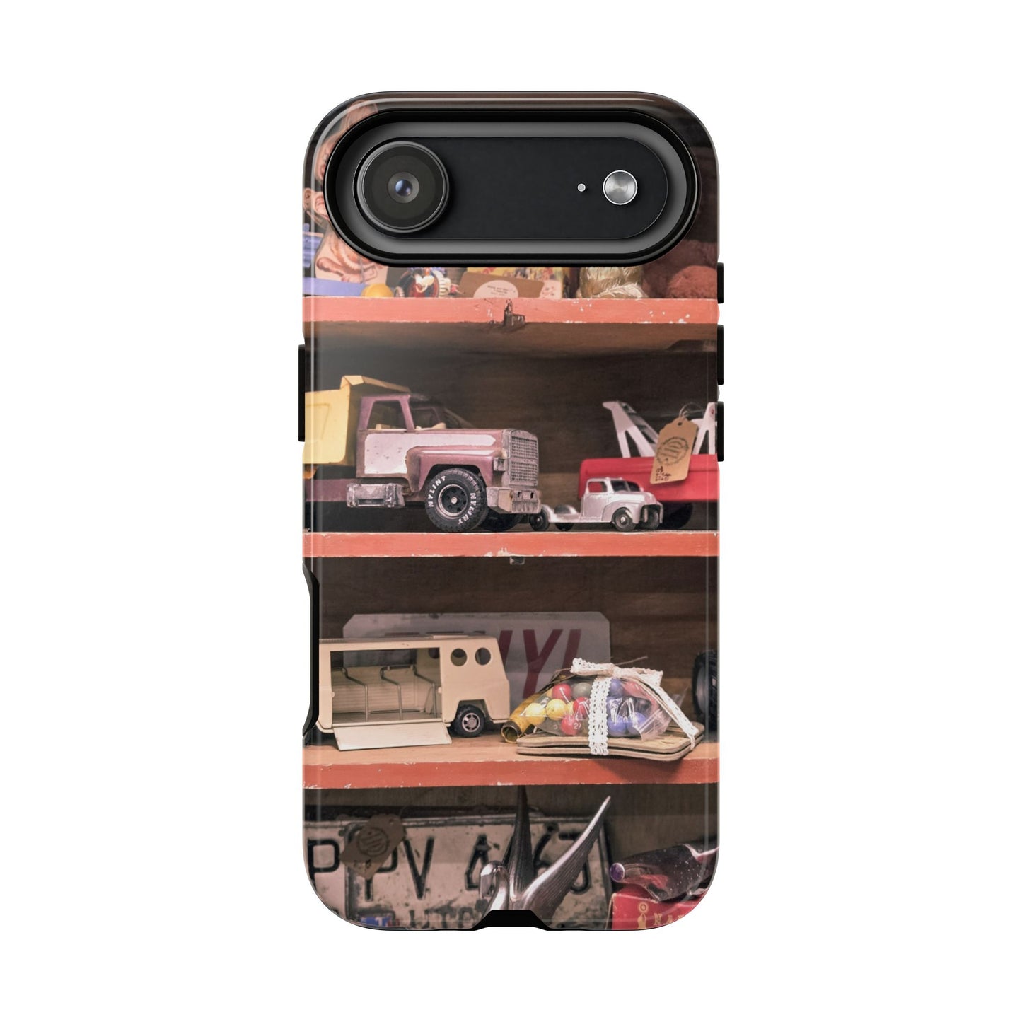 Vintage Toy Shelf Tough Phone Case, Nostalgic Collector Gift for iPhone, Samsung & Google Pixel