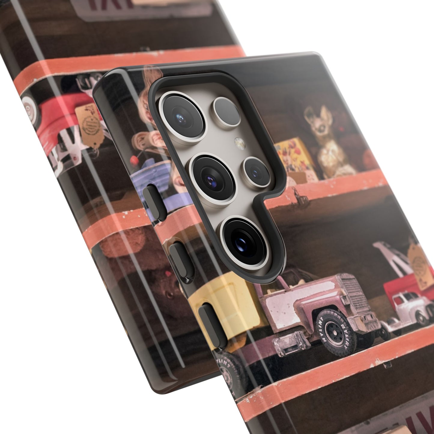 Vintage Toy Shelf Tough Phone Case, Nostalgic Collector Gift for iPhone, Samsung & Google Pixel