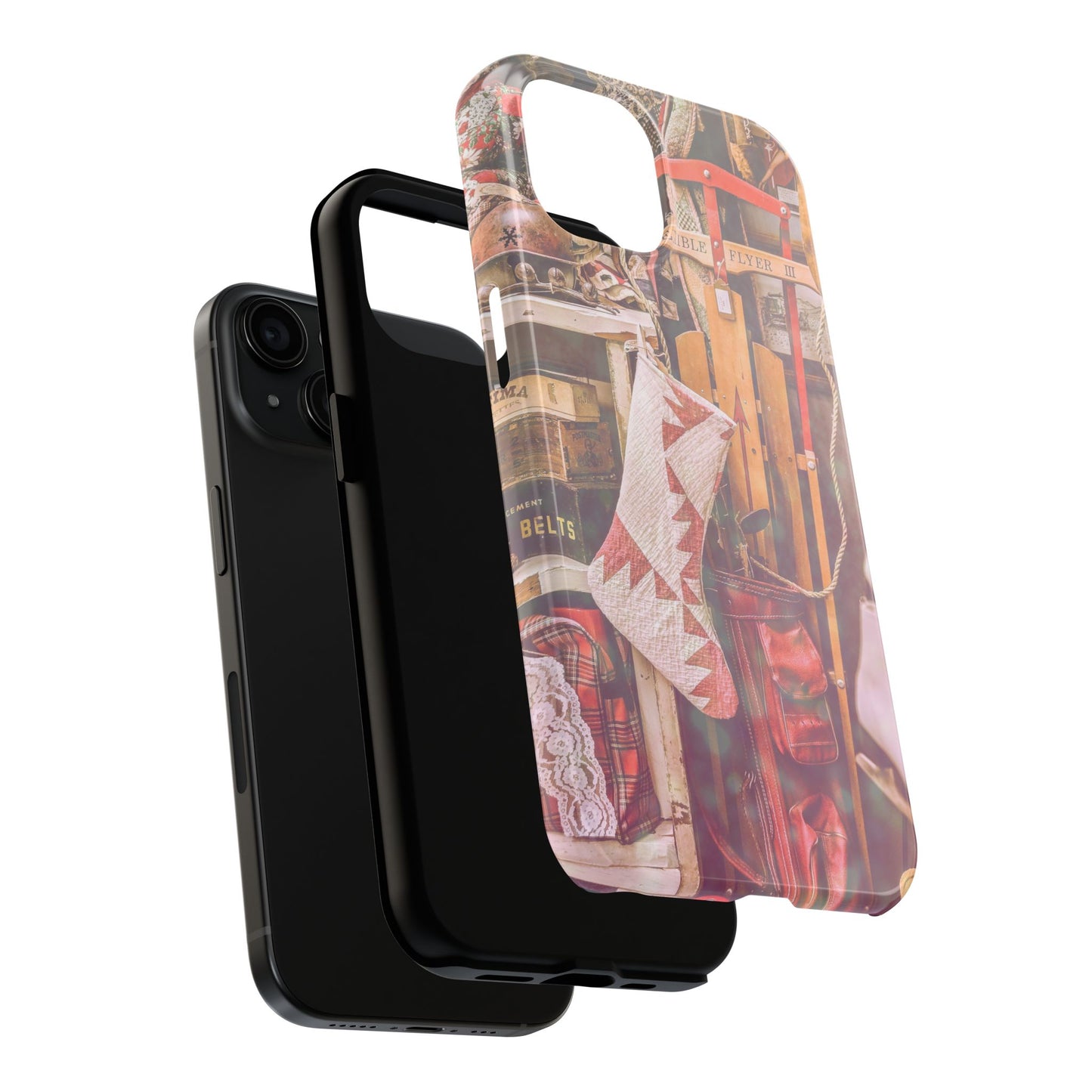 Vintage Ski Gear phone case | Retro winter sports collage