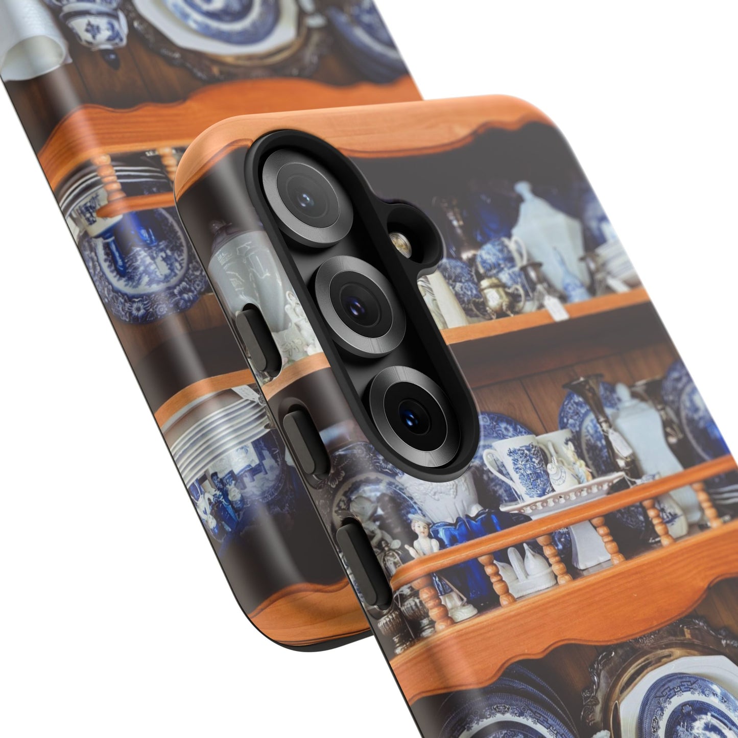 Blue & White China Tough Phone Case, Vintage Curio Shelf iPhone Samsung Google Pixel Cover
