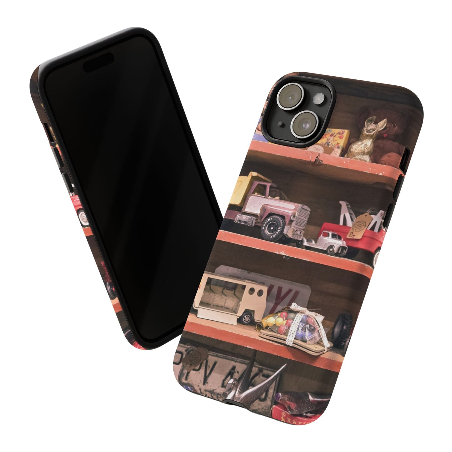 Vintage Toy Shelf Tough Phone Case, Nostalgic Collector Gift for iPhone, Samsung & Google Pixel