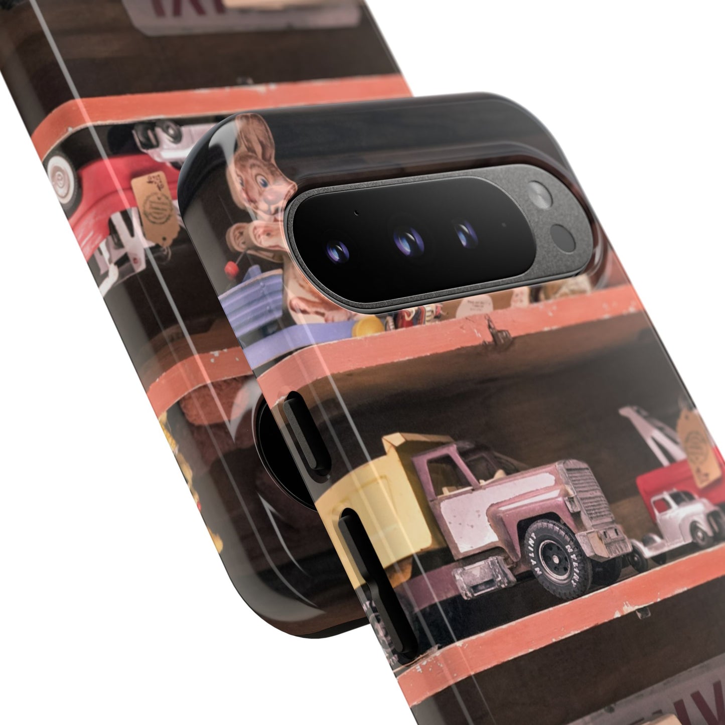 Vintage Toy Shelf Tough Phone Case, Nostalgic Collector Gift for iPhone, Samsung & Google Pixel