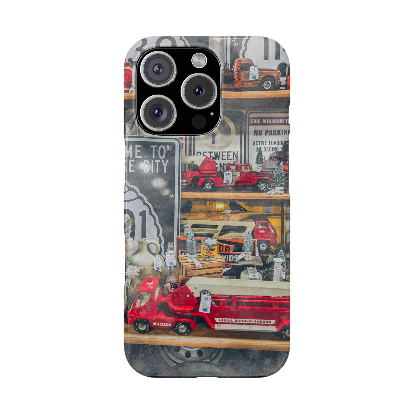 Vintage Toy Fire Truck Snap Case | Retro Truck Phone Case, Road Sign Collage