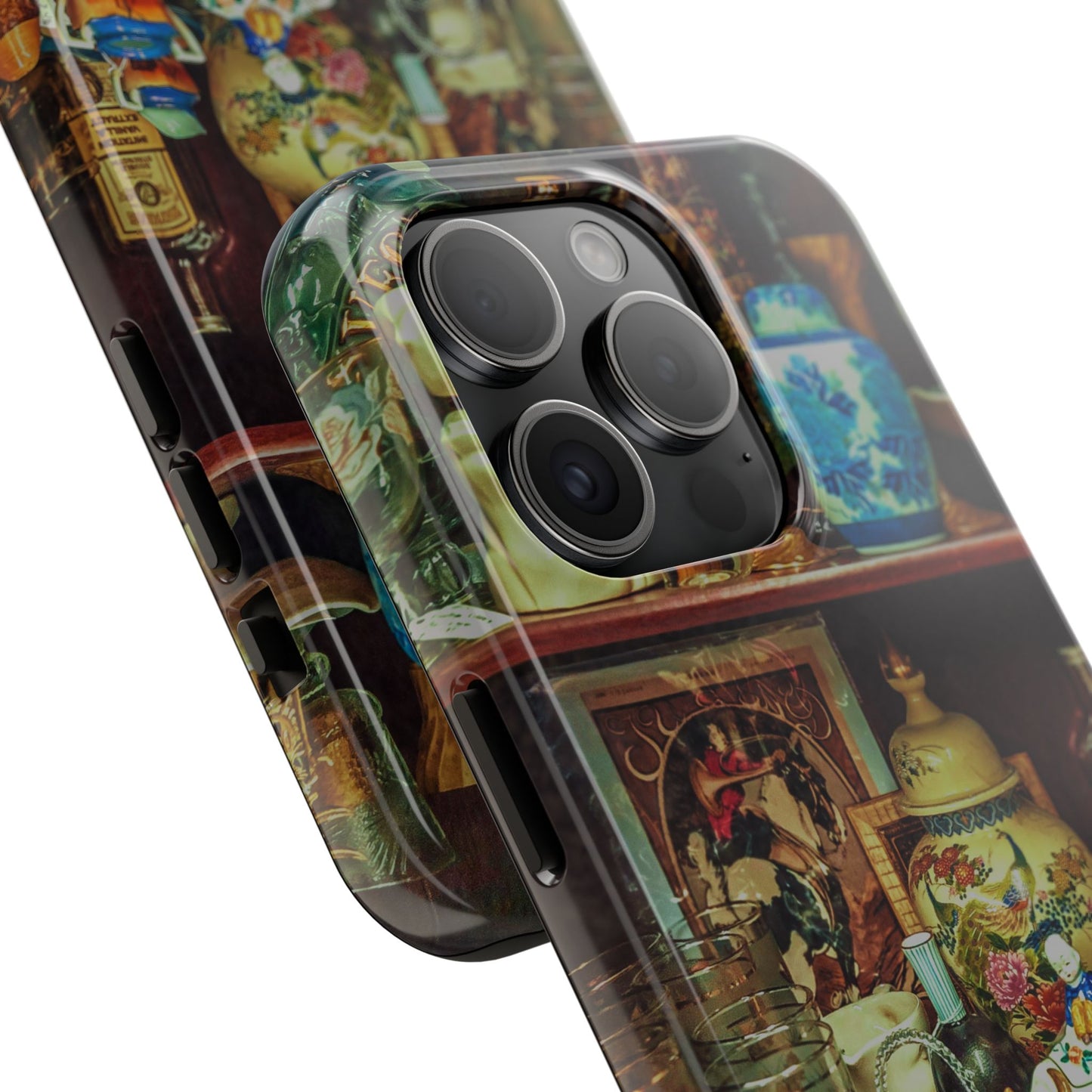 Vintage Curio Cabinet Tough Phone Case, Antique Shelf iPhone & Samsung Cover, Gift for Vintage Decor Lovers