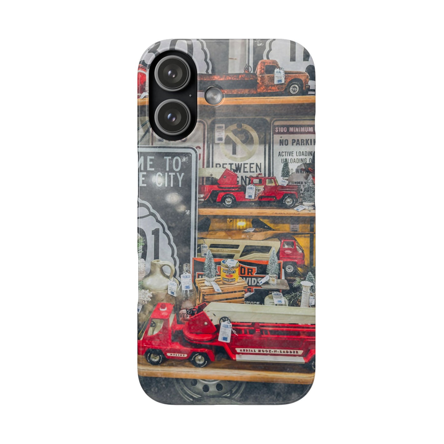 Vintage Toy Fire Truck Snap Case | Retro Truck Phone Case, Road Sign Collage