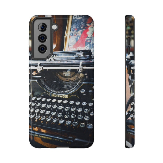 Vintage Typewriter Phone Case, Classic Writer Gift, Durable Phone Cover, Literary Phone Accessory, Retro Style Tech Case