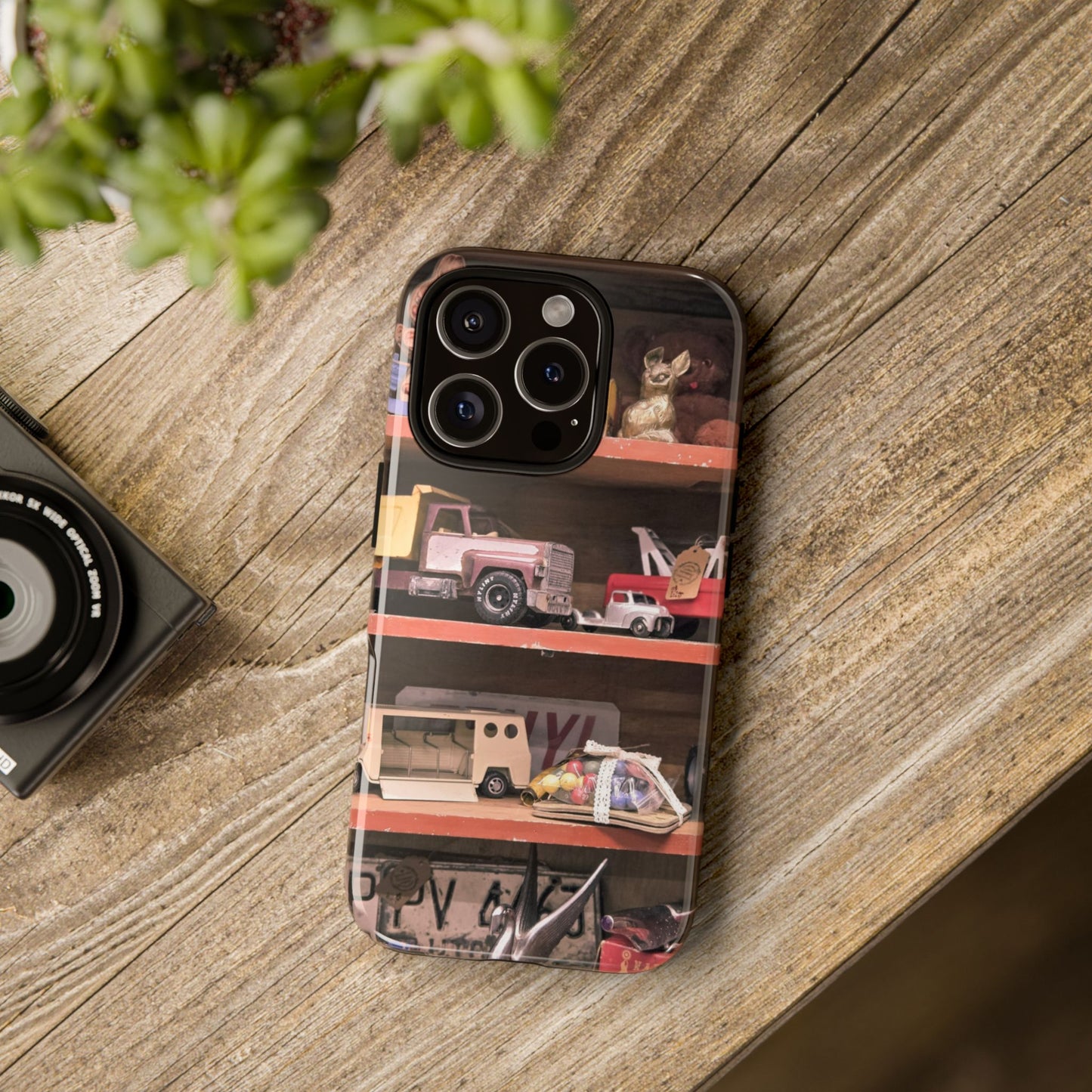 Vintage Toy Shelf Tough Phone Case, Nostalgic Collector Gift for iPhone, Samsung & Google Pixel
