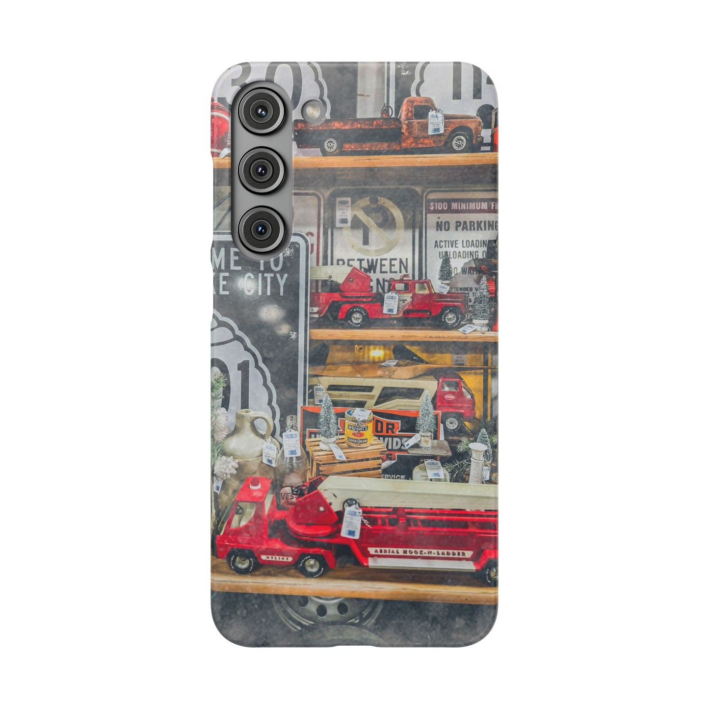 Vintage Toy Fire Truck Snap Case | Retro Truck Phone Case, Road Sign Collage