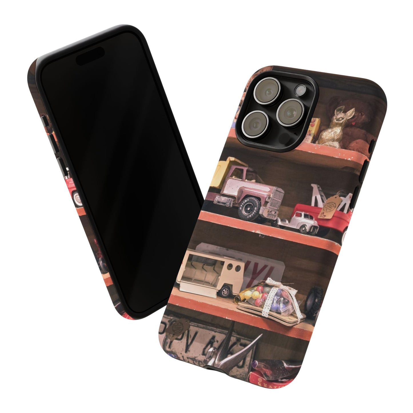 Vintage Toy Shelf Tough Phone Case, Nostalgic Collector Gift for iPhone, Samsung & Google Pixel
