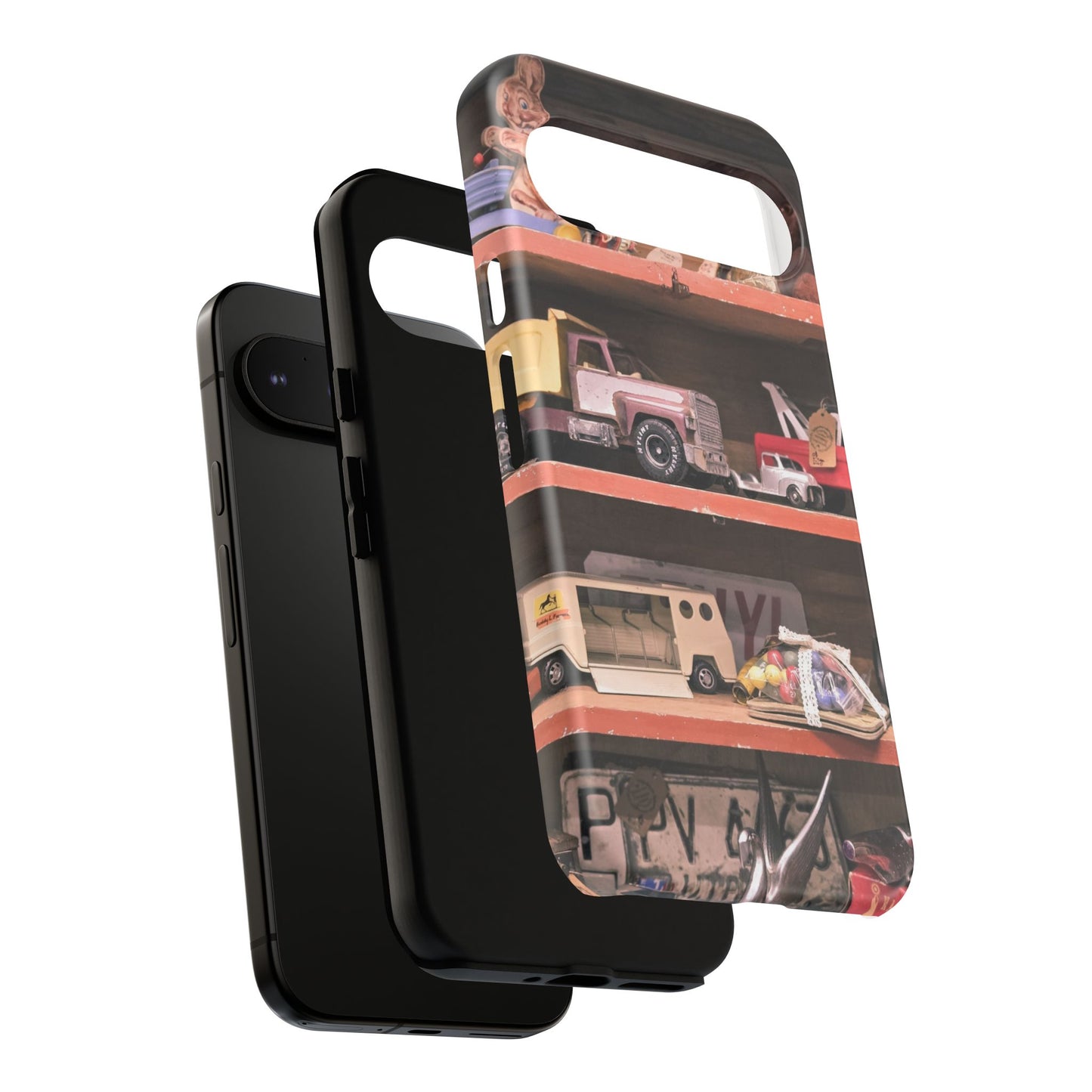 Vintage Toy Shelf Tough Phone Case, Nostalgic Collector Gift for iPhone, Samsung & Google Pixel