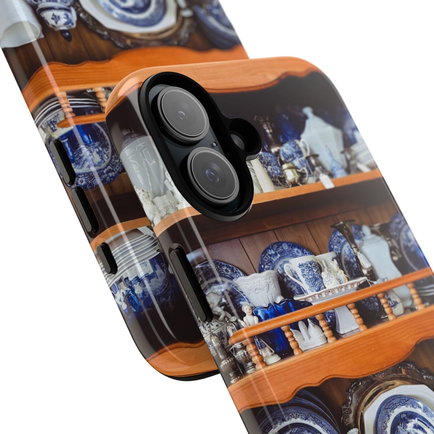 Blue & White China Tough Phone Case, Vintage Curio Shelf iPhone Samsung Google Pixel Cover