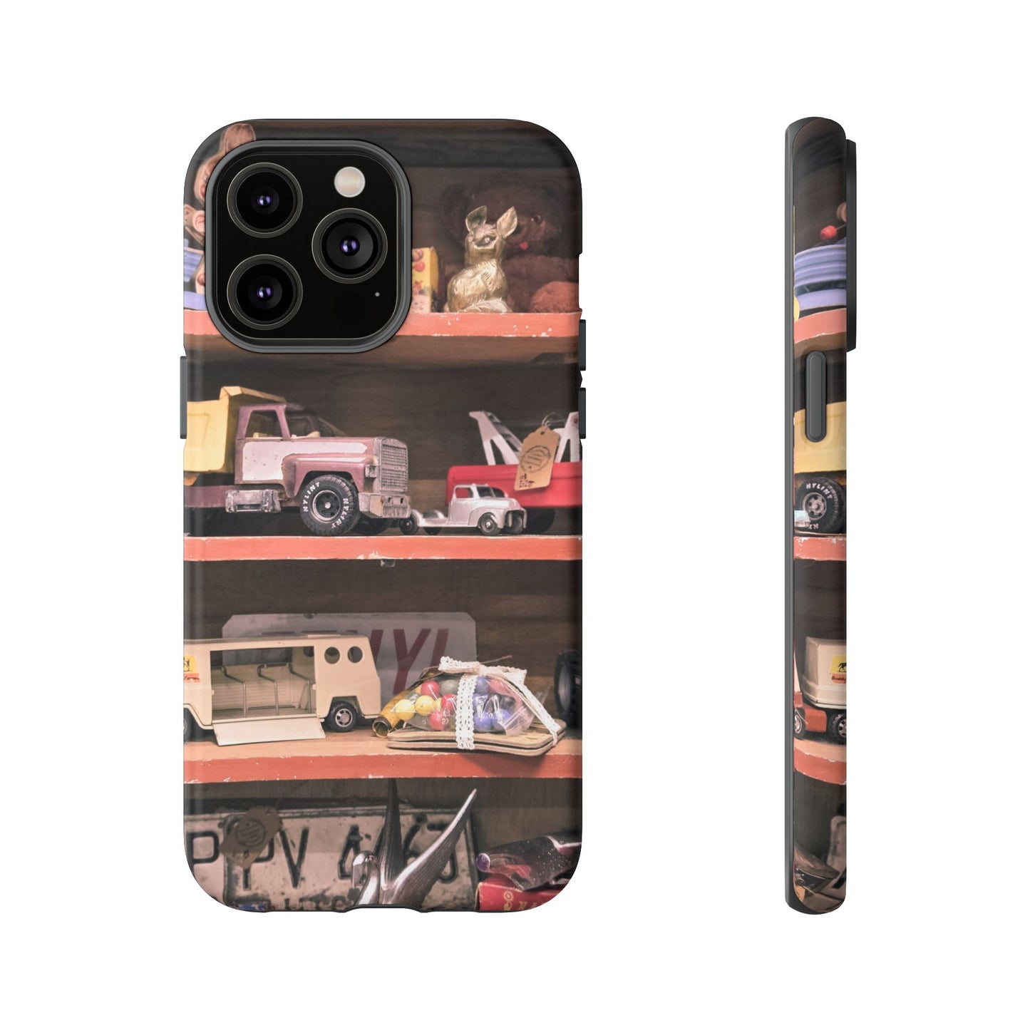 Vintage Toy Shelf Tough Phone Case, Nostalgic Collector Gift for iPhone, Samsung & Google Pixel