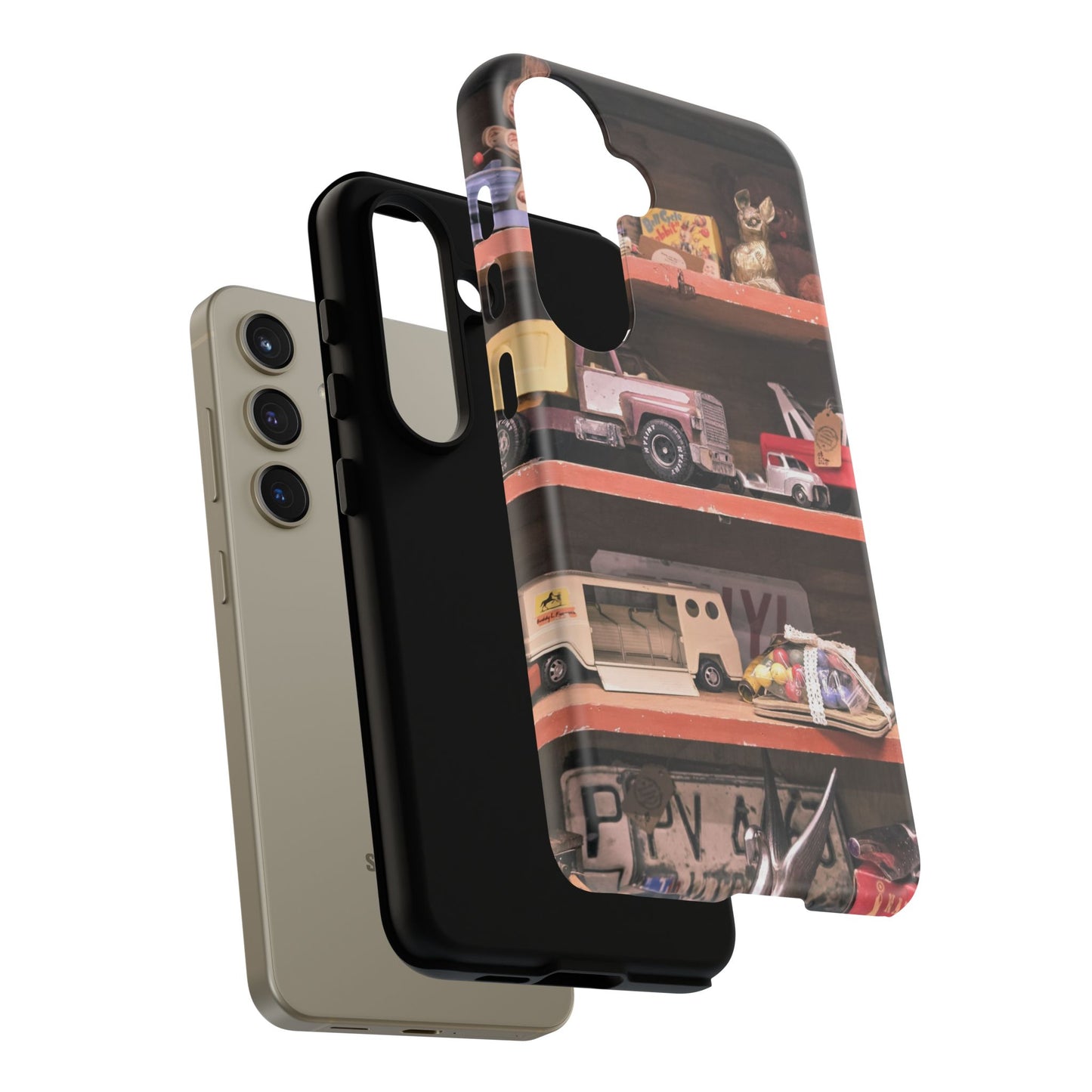Vintage Toy Shelf Tough Phone Case, Nostalgic Collector Gift for iPhone, Samsung & Google Pixel