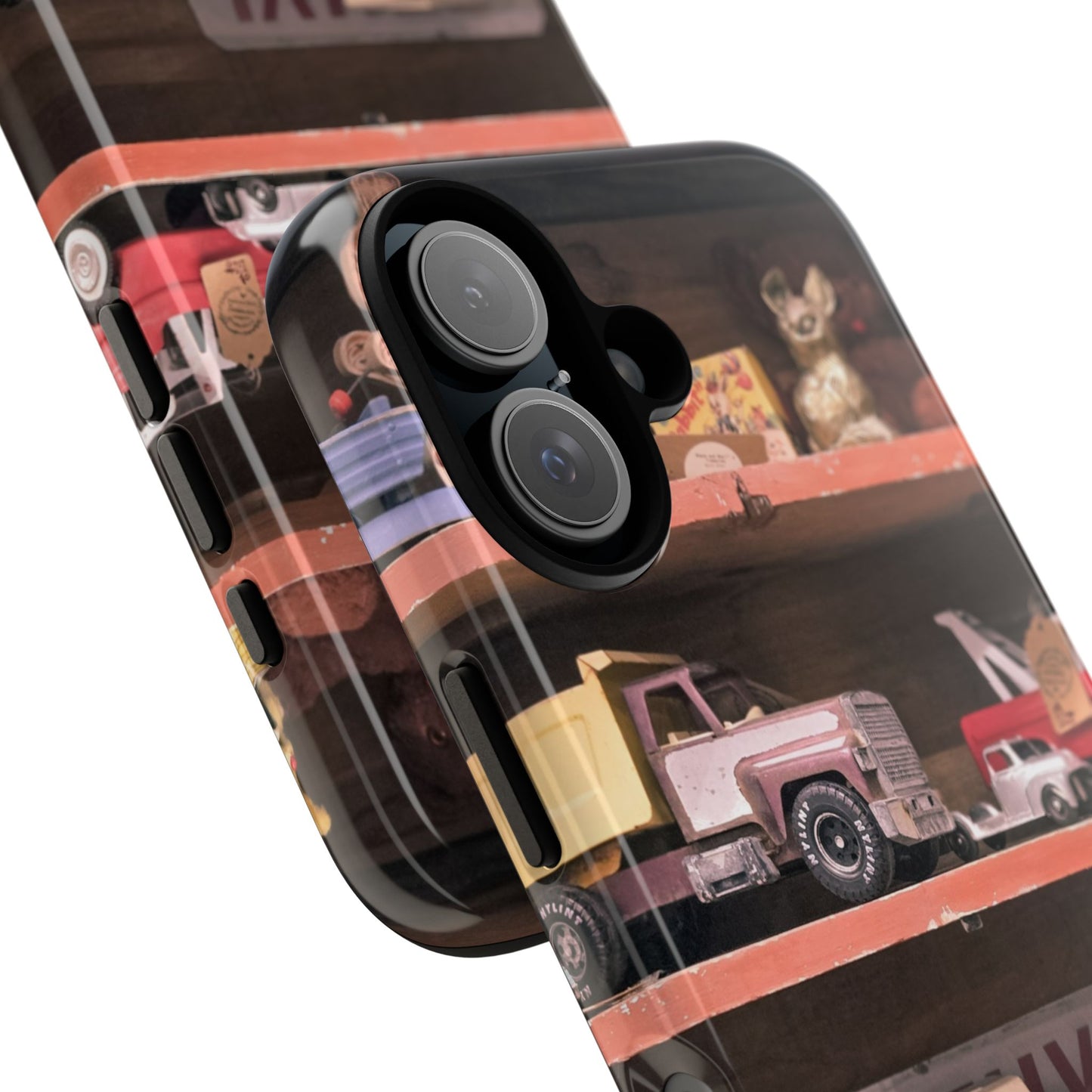 Vintage Toy Shelf Tough Phone Case, Nostalgic Collector Gift for iPhone, Samsung & Google Pixel