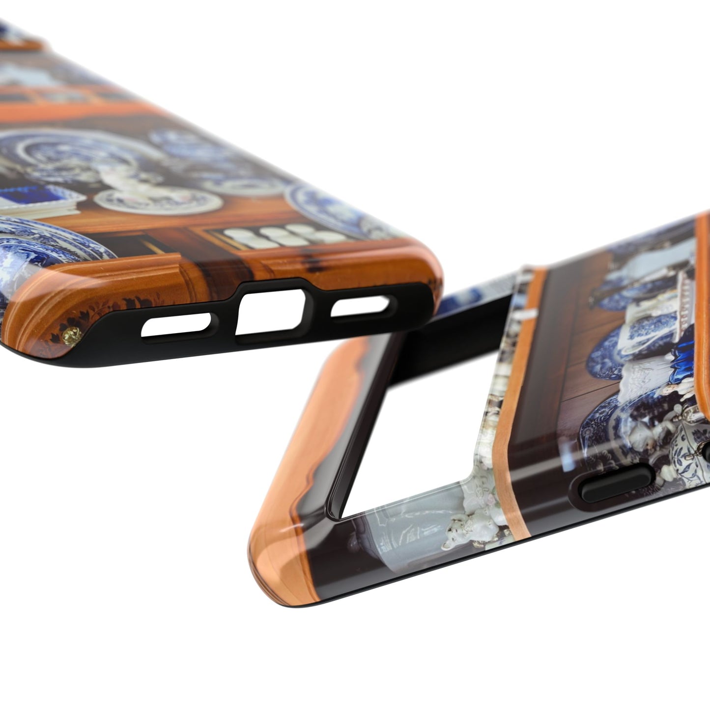 Blue & White China Tough Phone Case, Vintage Curio Shelf iPhone Samsung Google Pixel Cover