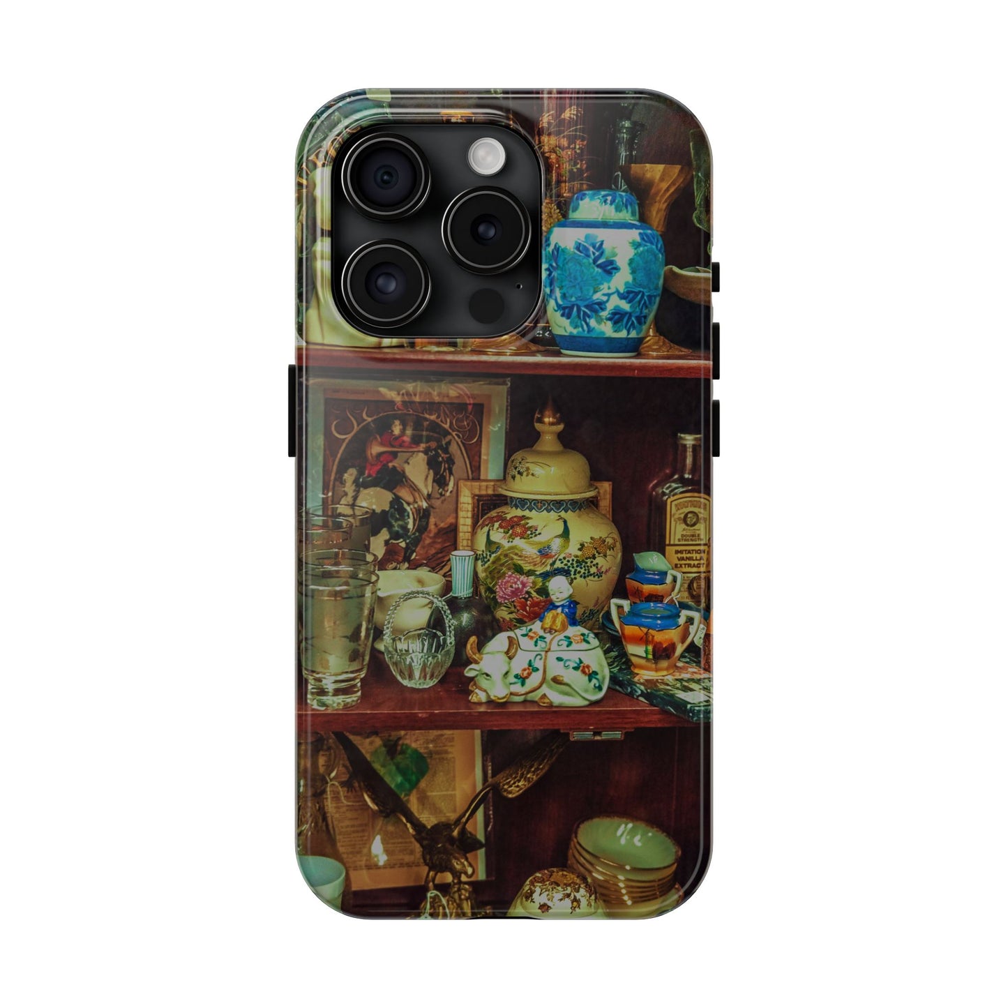 Vintage Curio Cabinet Tough Phone Case, Antique Shelf iPhone & Samsung Cover, Gift for Vintage Decor Lovers