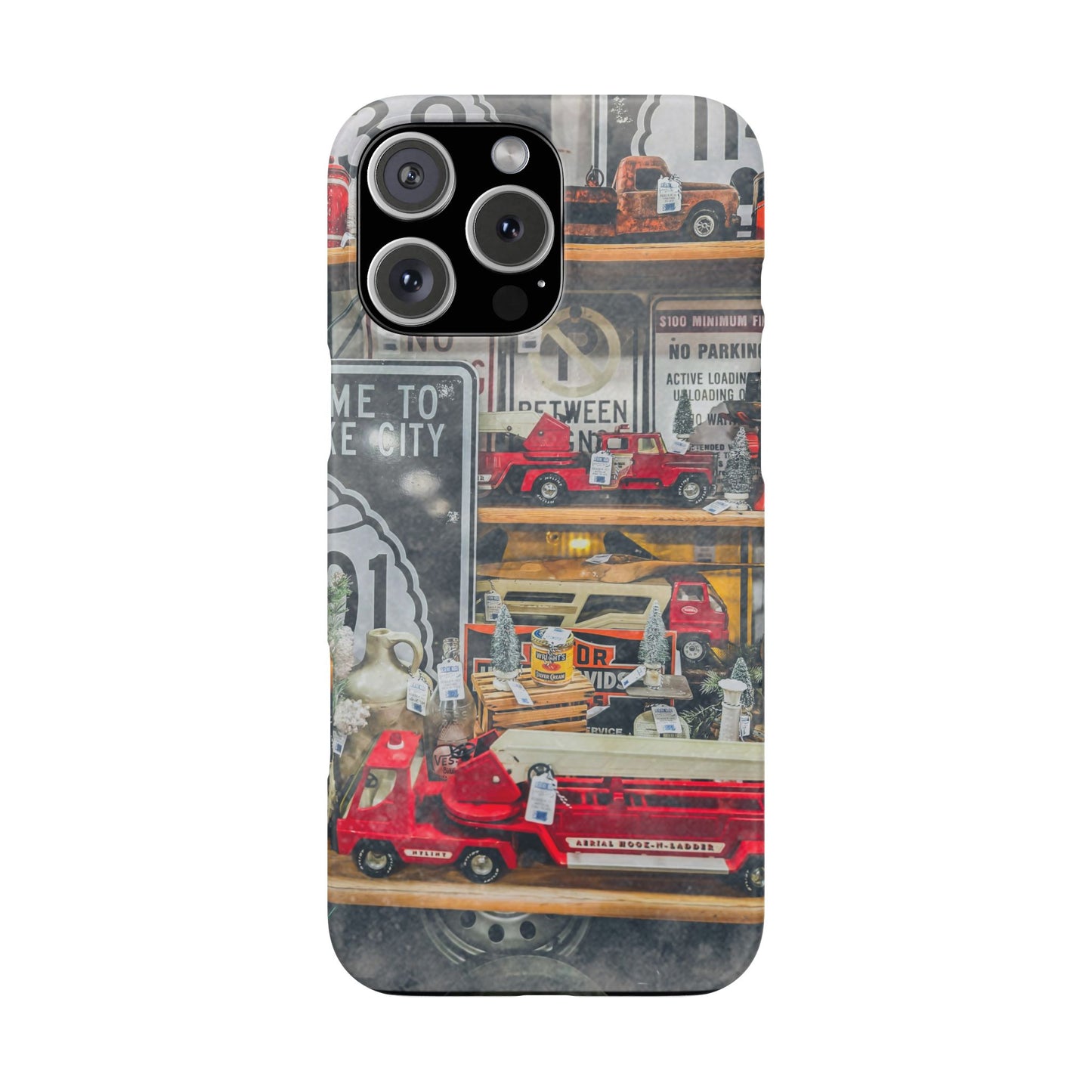 Vintage Toy Fire Truck Snap Case | Retro Truck Phone Case, Road Sign Collage