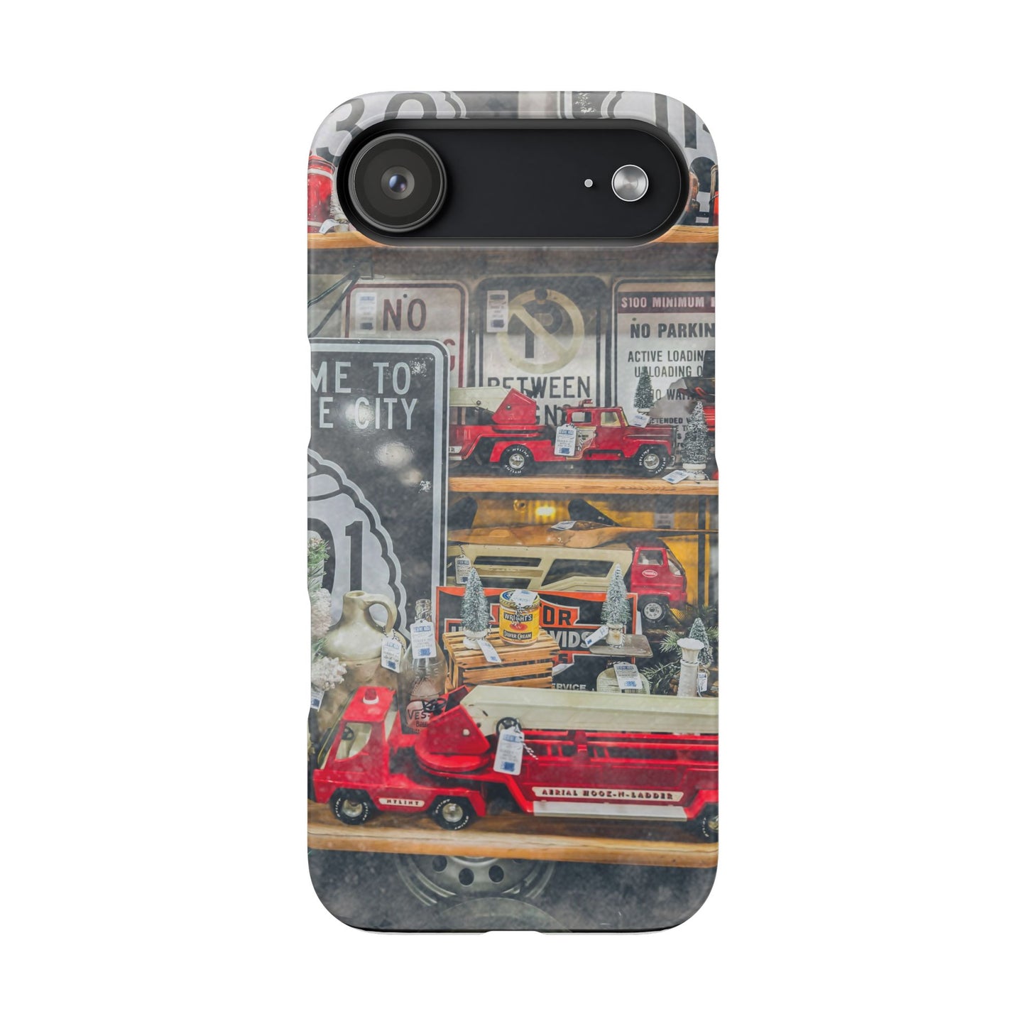 Vintage Toy Fire Truck Snap Case | Retro Truck Phone Case, Road Sign Collage