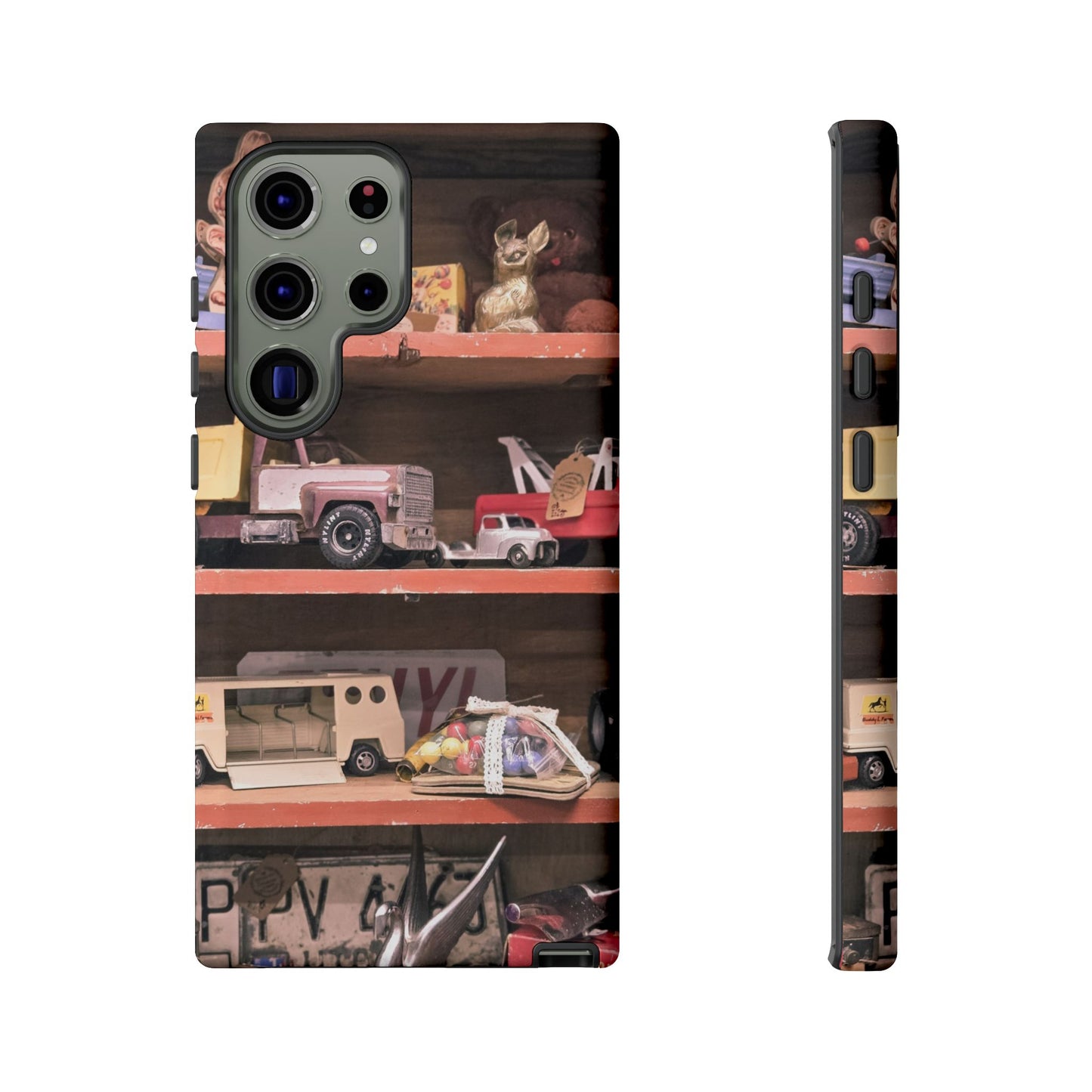 Vintage Toy Shelf Tough Phone Case, Nostalgic Collector Gift for iPhone, Samsung & Google Pixel
