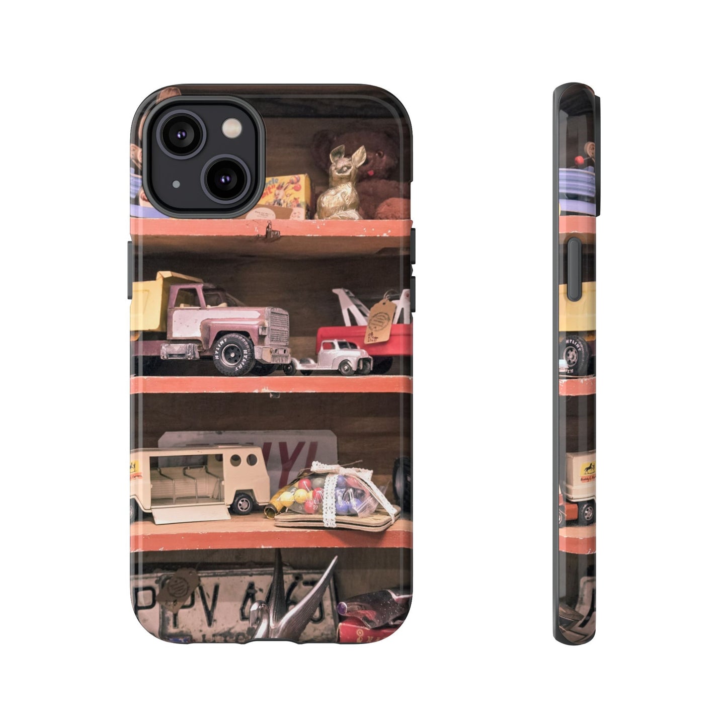 Vintage Toy Shelf Tough Phone Case, Nostalgic Collector Gift for iPhone, Samsung & Google Pixel