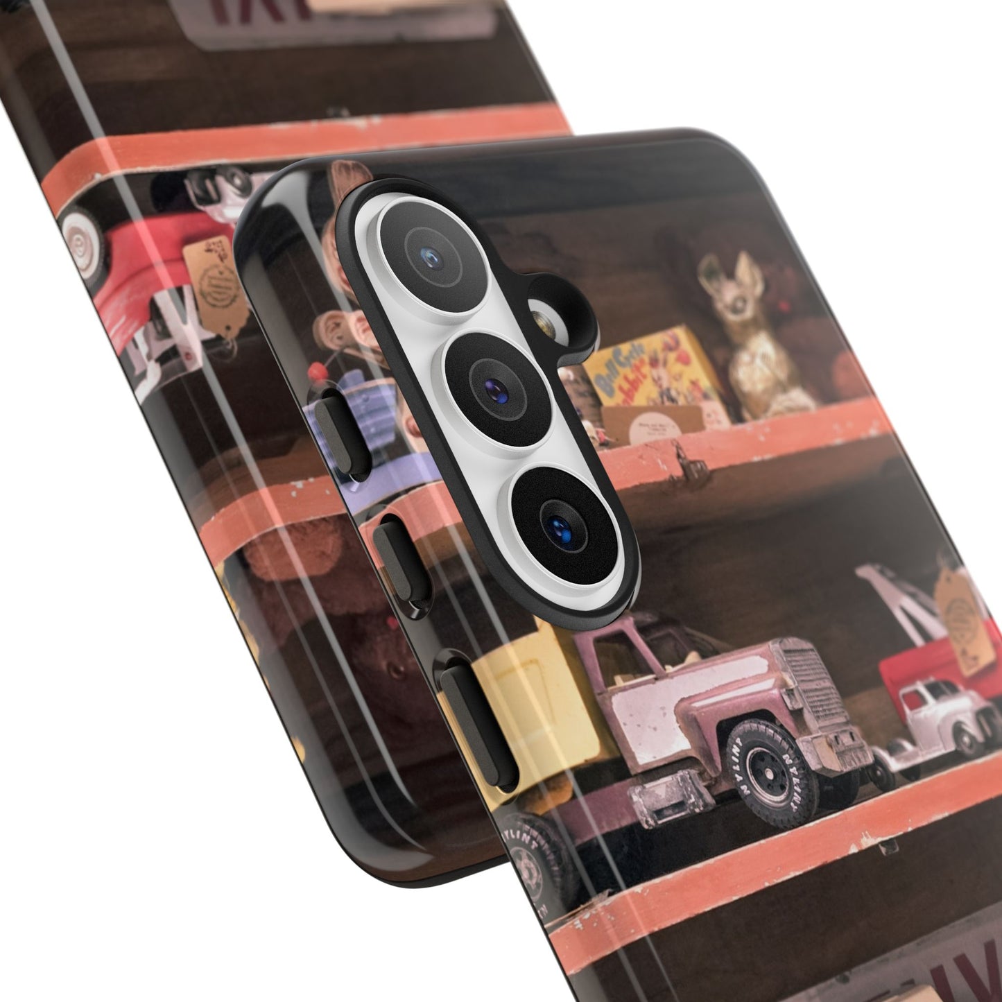 Vintage Toy Shelf Tough Phone Case, Nostalgic Collector Gift for iPhone, Samsung & Google Pixel