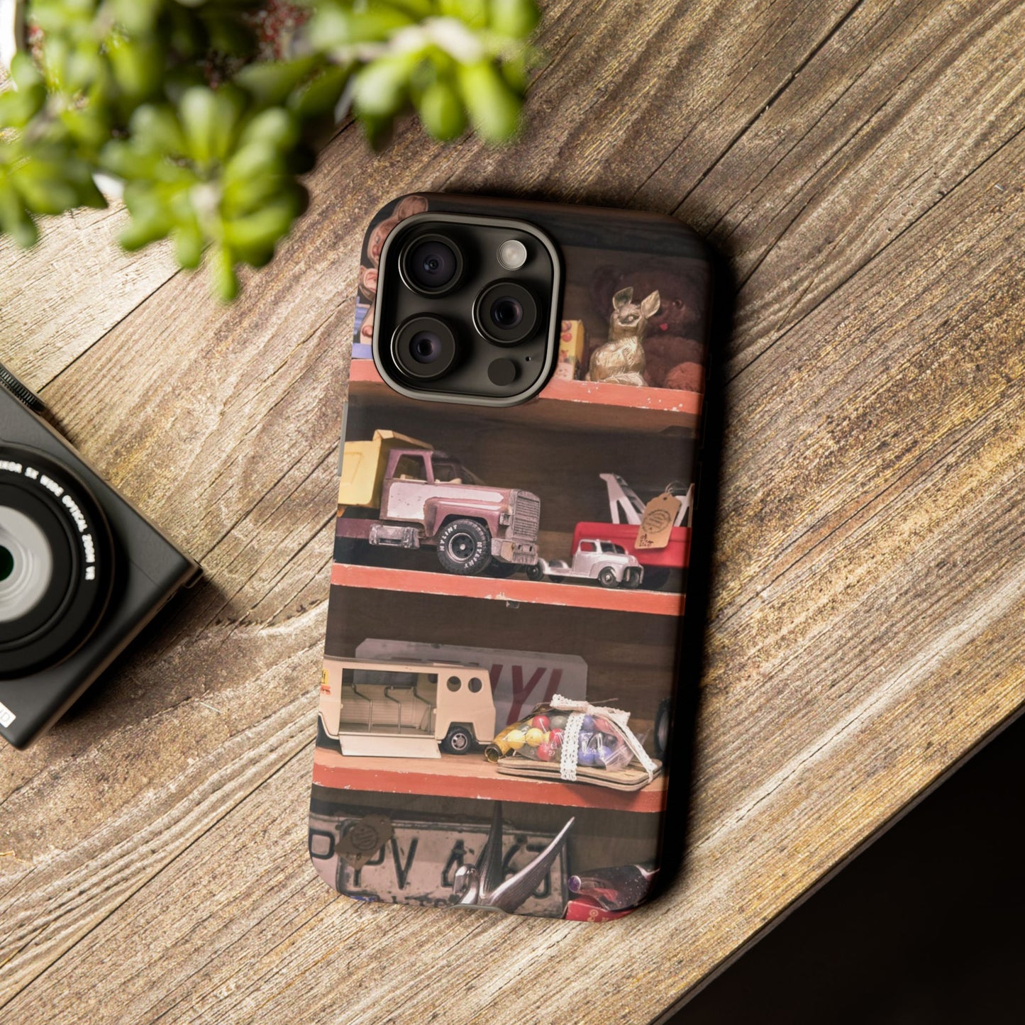 Vintage Toy Shelf Tough Phone Case, Nostalgic Collector Gift for iPhone, Samsung & Google Pixel