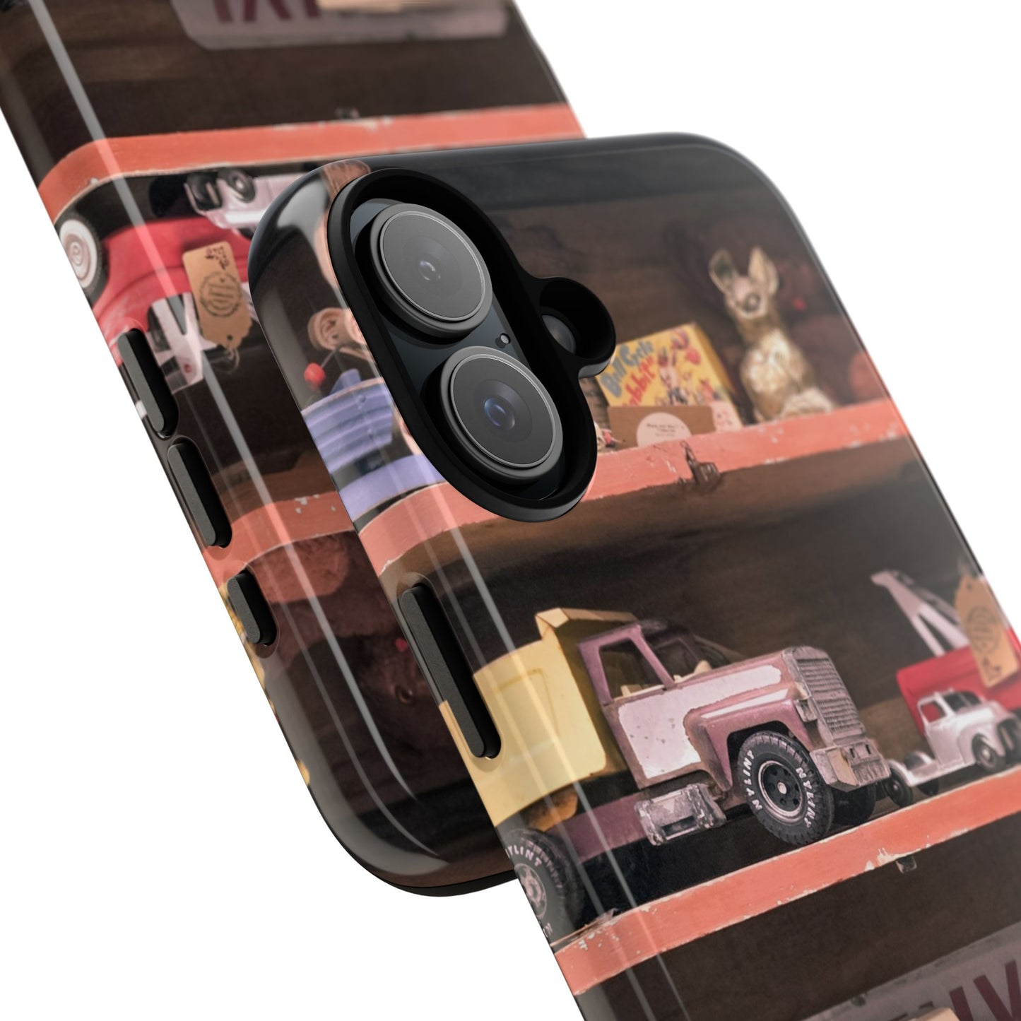 Vintage Toy Shelf Tough Phone Case, Nostalgic Collector Gift for iPhone, Samsung & Google Pixel