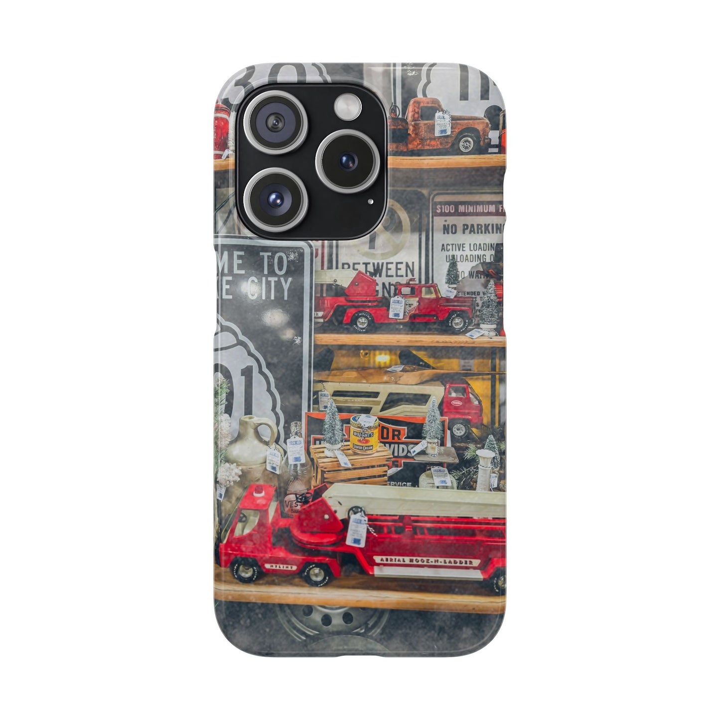 Vintage Toy Fire Truck Snap Case | Retro Truck Phone Case, Road Sign Collage