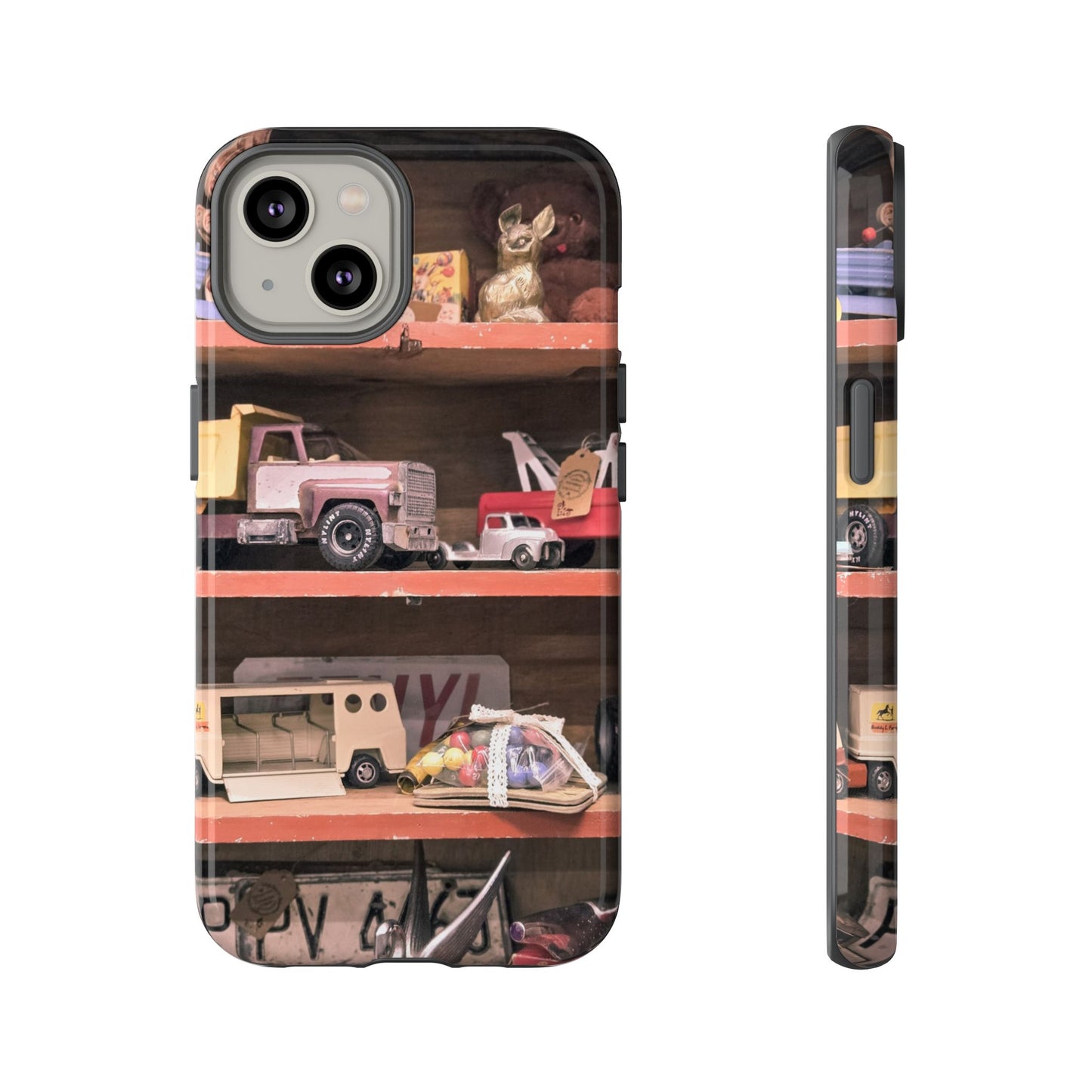 Vintage Toy Shelf Tough Phone Case, Nostalgic Collector Gift for iPhone, Samsung & Google Pixel