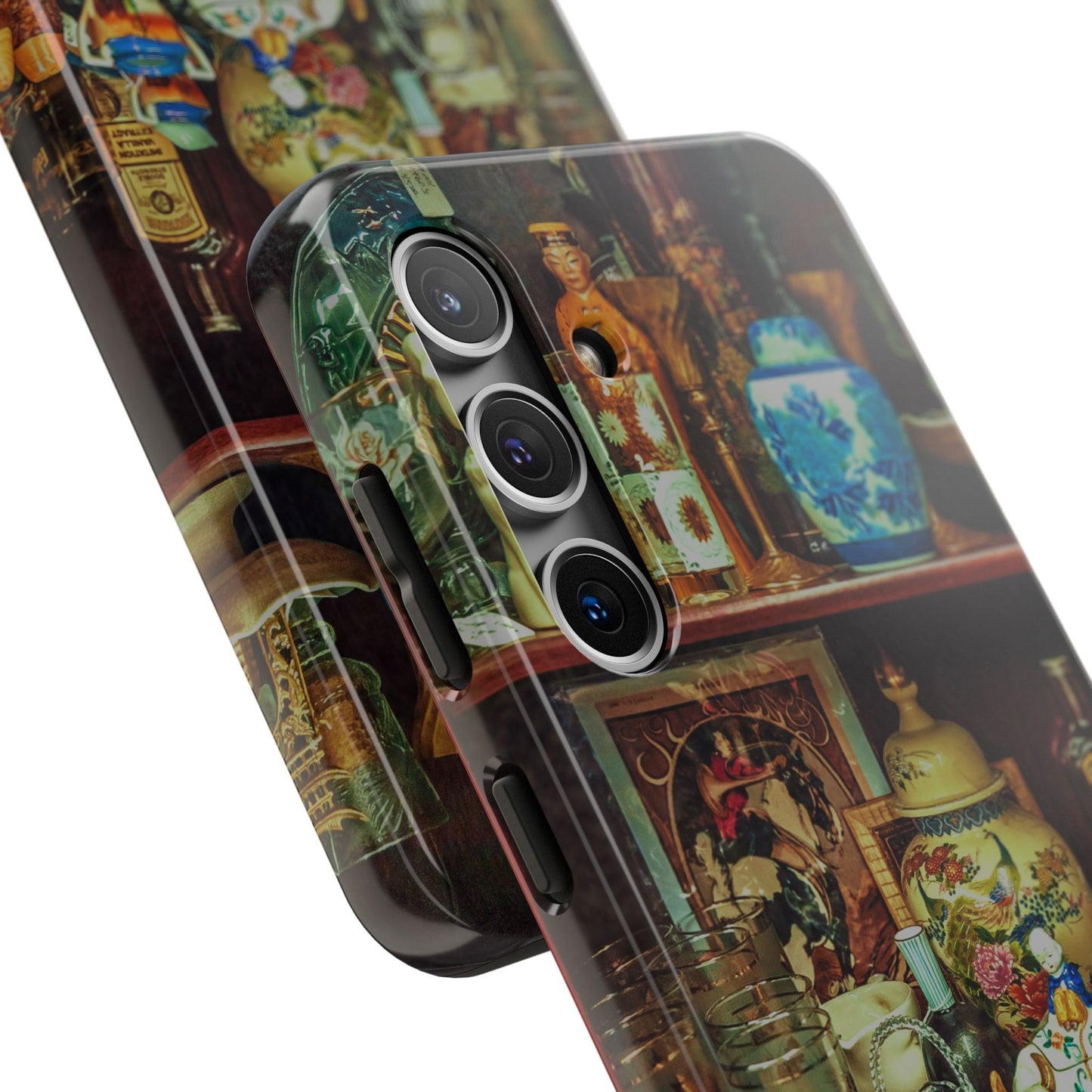 Vintage Curio Cabinet Tough Phone Case, Antique Shelf iPhone & Samsung Cover, Gift for Vintage Decor Lovers
