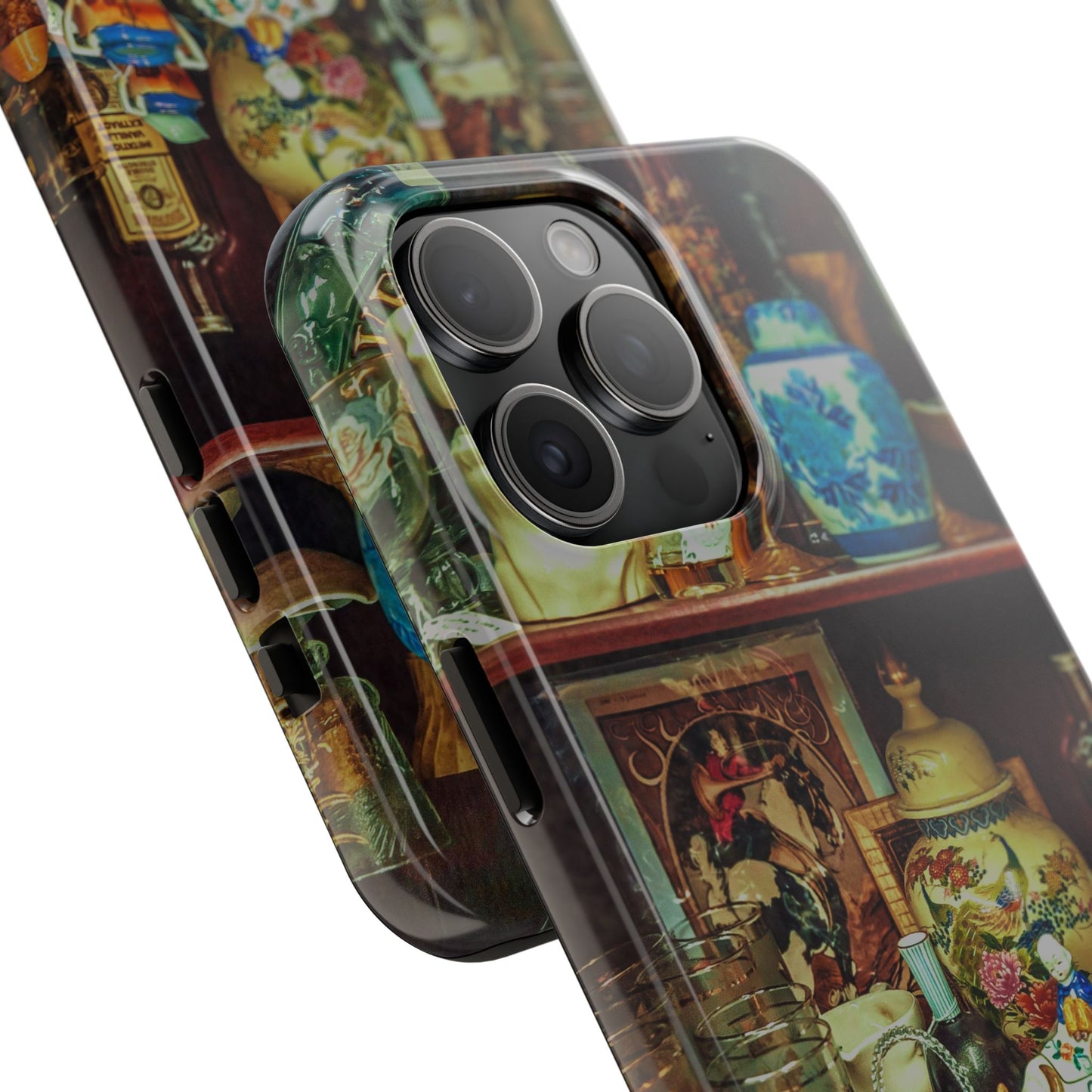 Vintage Curio Cabinet Tough Phone Case, Antique Shelf iPhone & Samsung Cover, Gift for Vintage Decor Lovers