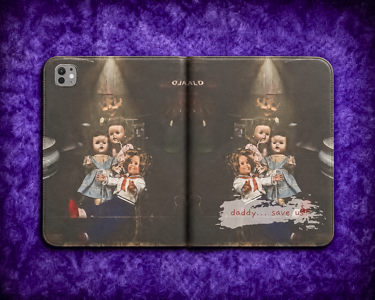 Personalized Vintage Creepy Doll iPad Folio Case – Gothic Cover
