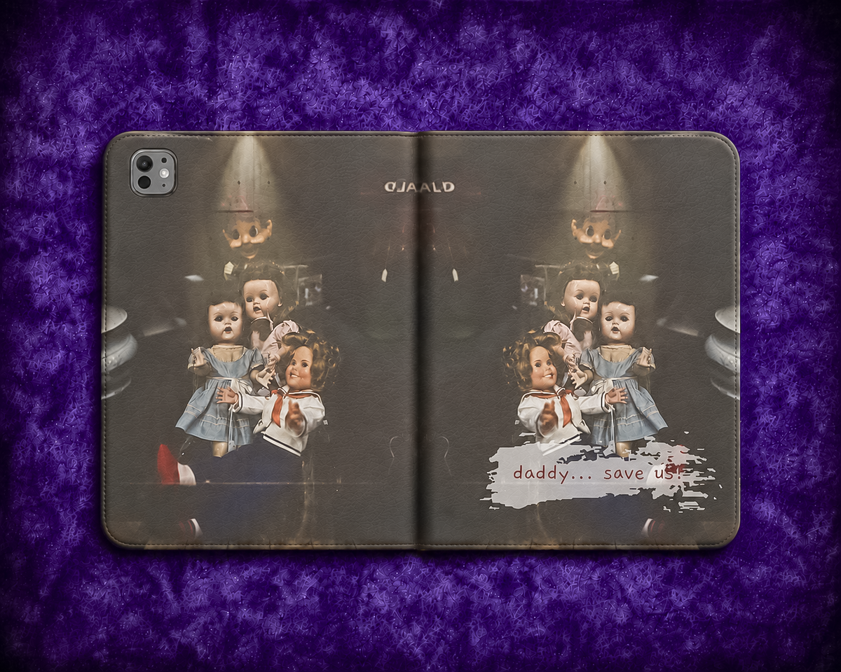 Personalized Vintage Creepy Doll iPad Folio Case – Gothic Cover