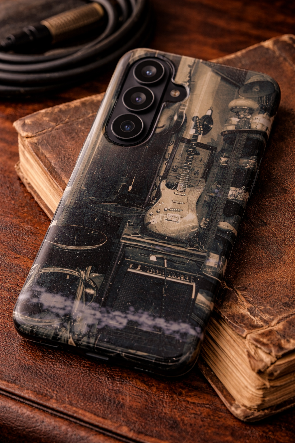Vintage Style Guitar Phone Case, Tough Cases, Music Lover Gift, Rock & Roll Accessories, Unique Guitar Artwork, Phone Protection