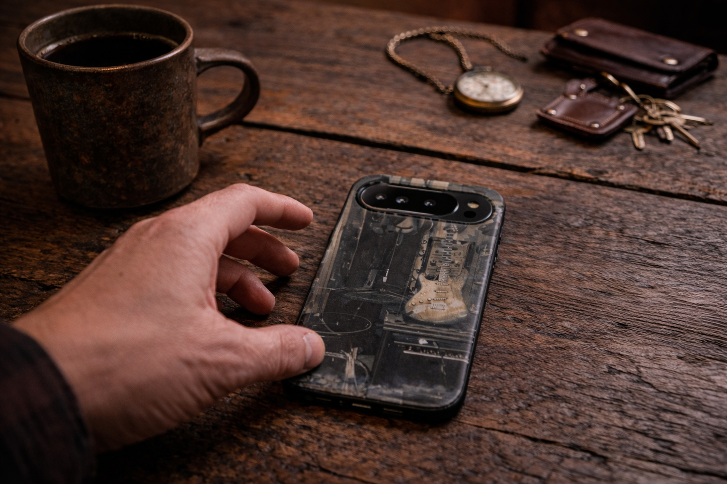 Vintage Style Guitar Phone Case, Tough Cases, Music Lover Gift, Rock & Roll Accessories, Unique Guitar Artwork, Phone Protection